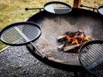 Hand-made iron fire-pit with BBQ
